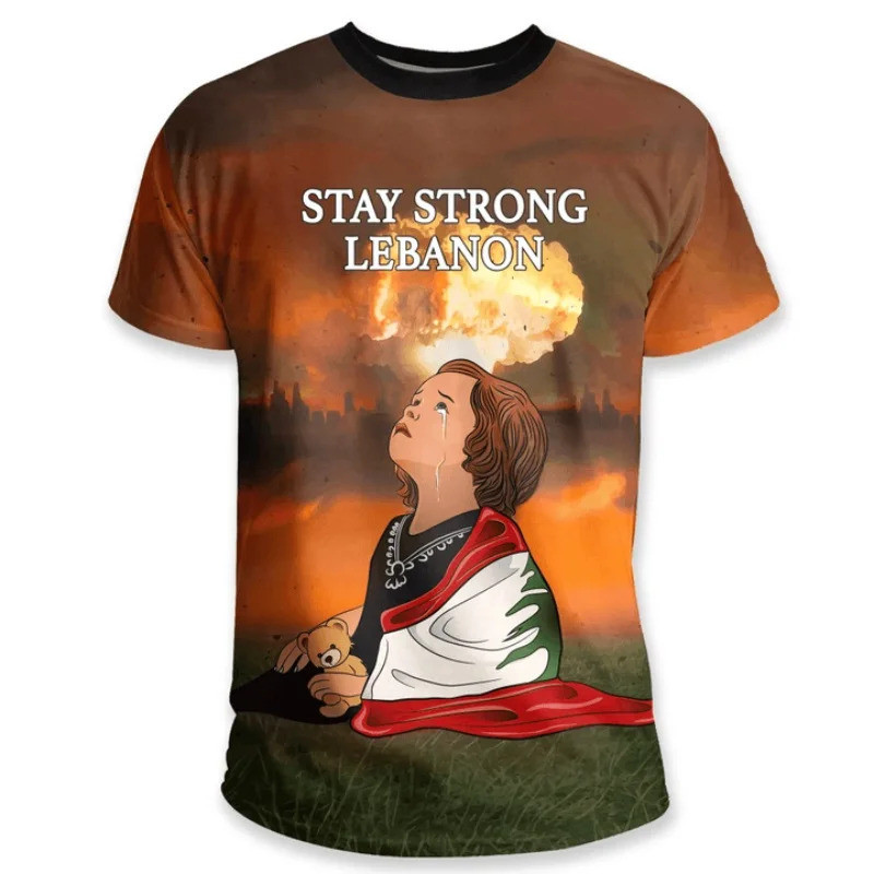 Stay Strong Lebanon T เสื้อสําหรับผู้ชายผู้หญิงพิมพ์ Lebanon ธงแขนสั้น O คอ Tee เสื้อ Streetwear Men