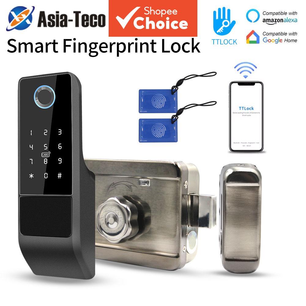 One Piece Asia Teco Bluetooth TTlock ลายนิ้วมือประตูล็อค, APP ระยะไกลเปิด Keyless สมาร์ทไฟฟ้าล็อคสําหรับบ้าน, WiFi ผ่าน Gateway + Key