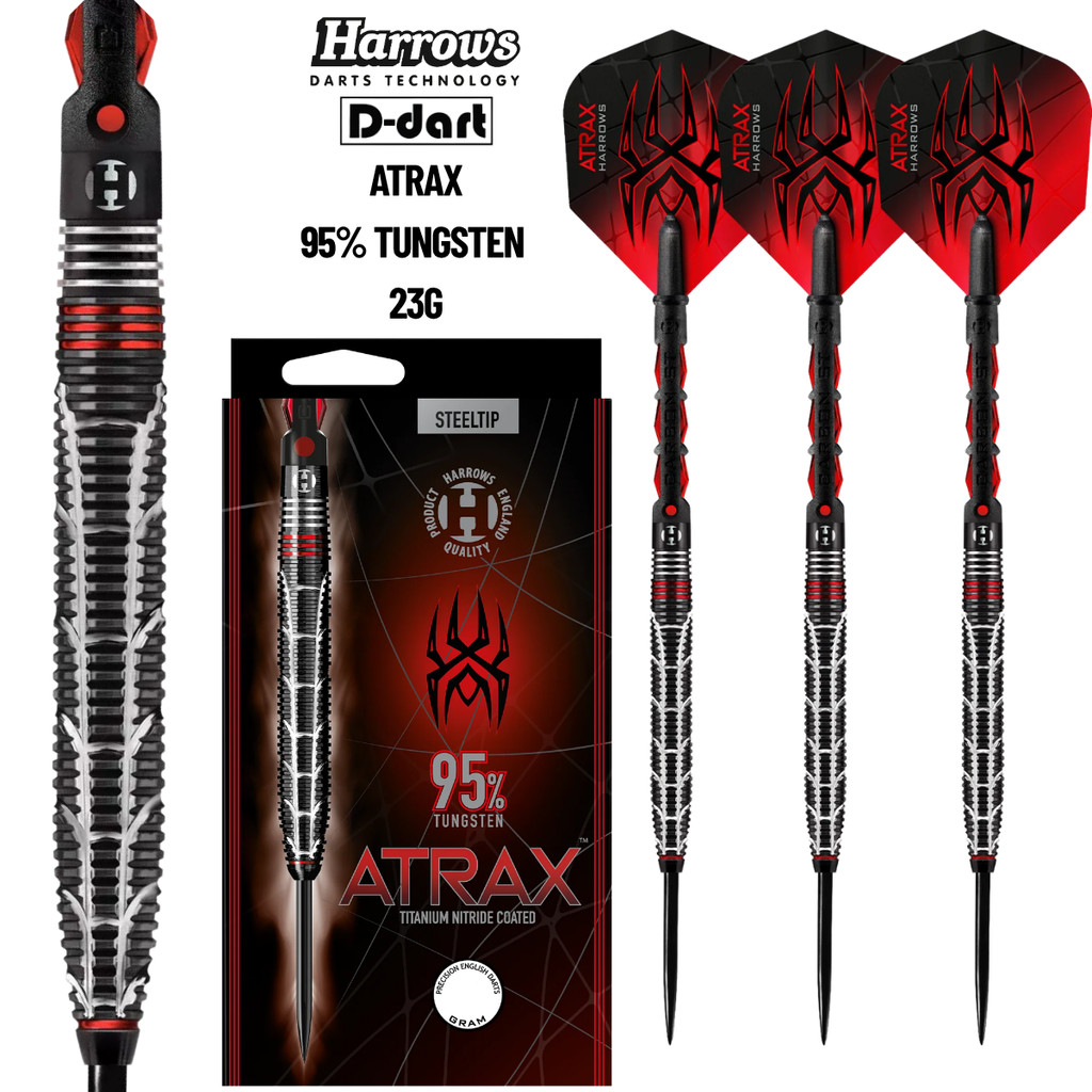 HARROWS STEEL TIP DARTS - 23G ATRAX 95% TUNGSTEN STEEL TIP DART
