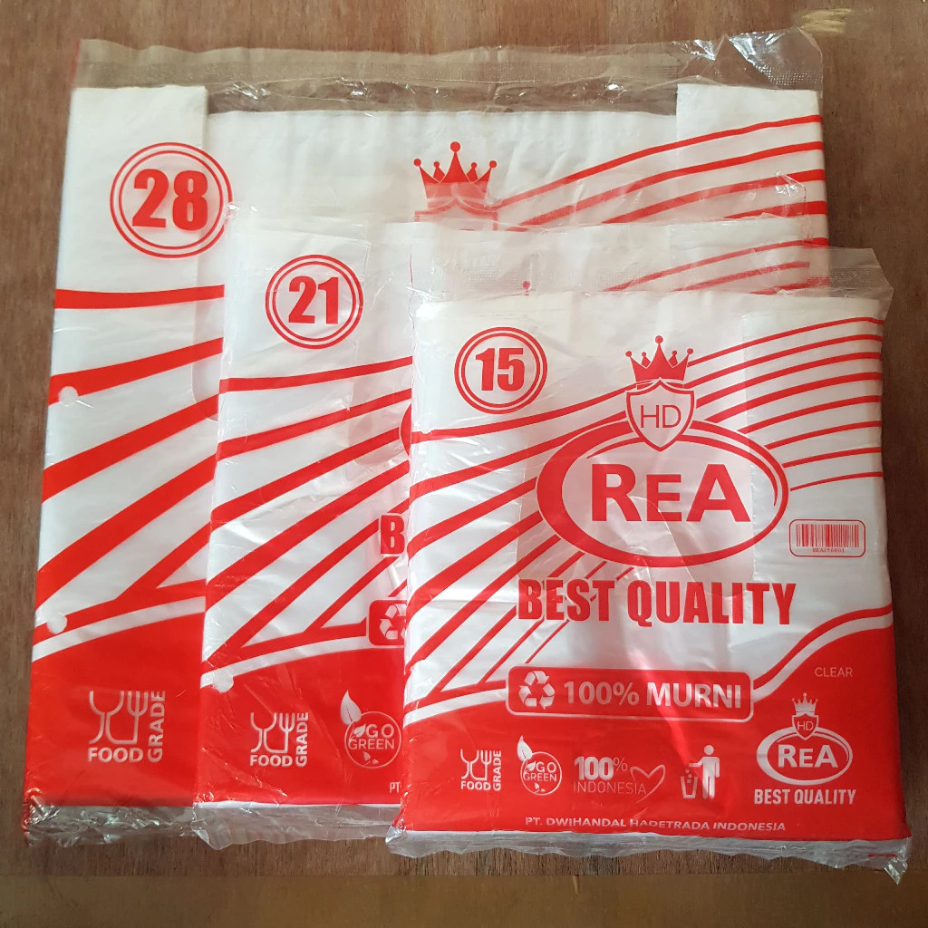 ถุงพลาสติก HD REA สีขาว ขนาด 15 21 24 และ 28 ซม. ฟู้ดเกรด