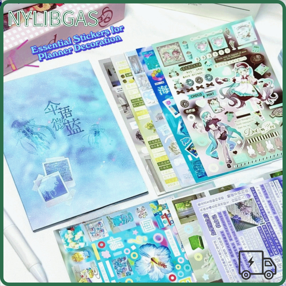 NYLICAS สติ๊กเกอร์ตกแต่ง, DIY ที่ถอดออกได้ Y2K สติ๊กเกอร์หนังสือ, Kawaii Journal สติ๊กเกอร์ 24 หน้าส