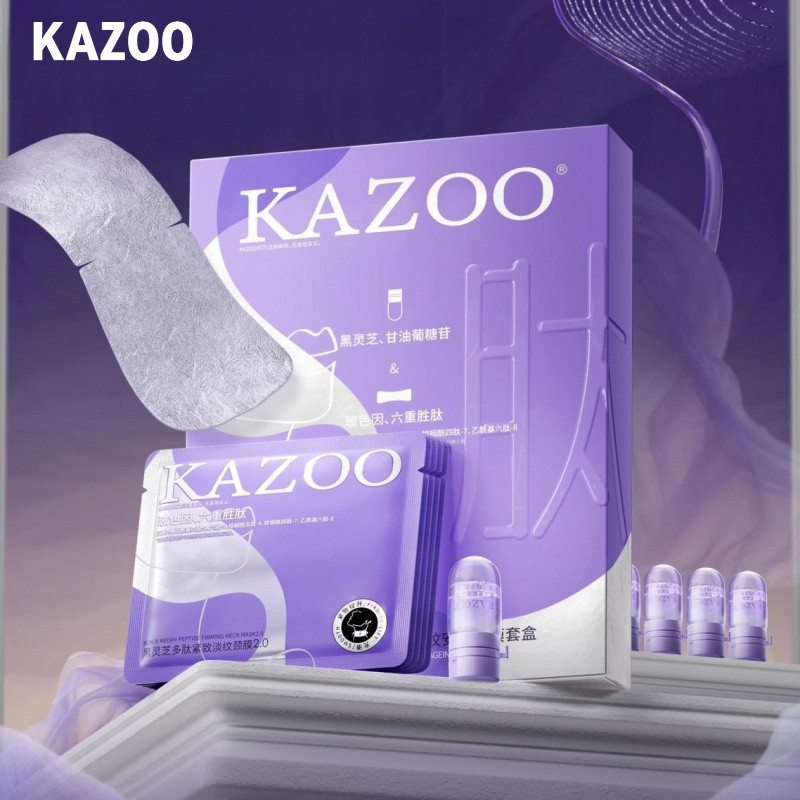 KAZOO คาซู คอหน้ากากไวท์เทนนิ่งและแสงคอหลอดเลือดดํายกกระชับต่อต้านริ้วรอยคอ แก่นแท้ ของเหลวพยาบาลเทพ