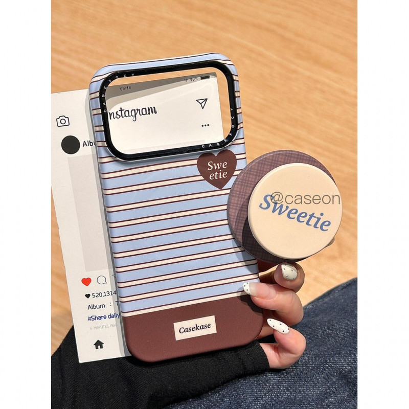 Insขาตั้งแม่เหล็กการ์ตูนน่ารักเคสโทรศัพท์สําหรับIPhone 15 14 17 17 Pro Max 14pro 16pro 15pro 17proฝาครอบป้องกันHard Glitter Simple Clear