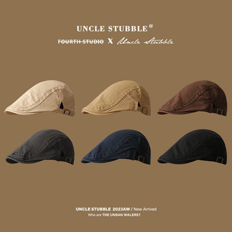 สีทึบ Retro สไตล์อังกฤษ Newsboy หมวกเรียบง่ายอเนกประสงค์วรรณกรรม Beret