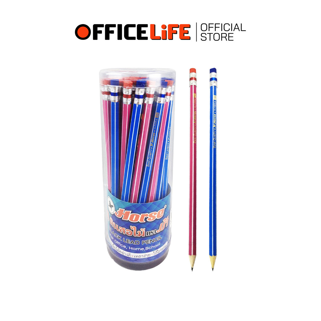 Horse (ตราม้า) ดินสอ  ดินสอไม้ ดินสอ รุ่น H-1100A ความเข้ม HB ( 50 แท่ง / กระปุก )