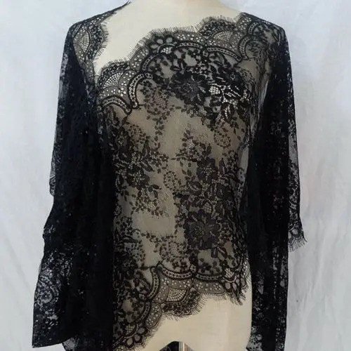 3meter high-end soft export eyelash lace black and white lace non-elastic eyelash fabric garment sew