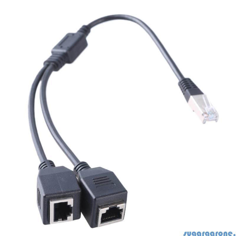 น้ําตาลพอร์ตคู่ RJ45 LAN Ethernet Extension Splitter Adapter Ethernet Cable Extender Ethernet Splitt