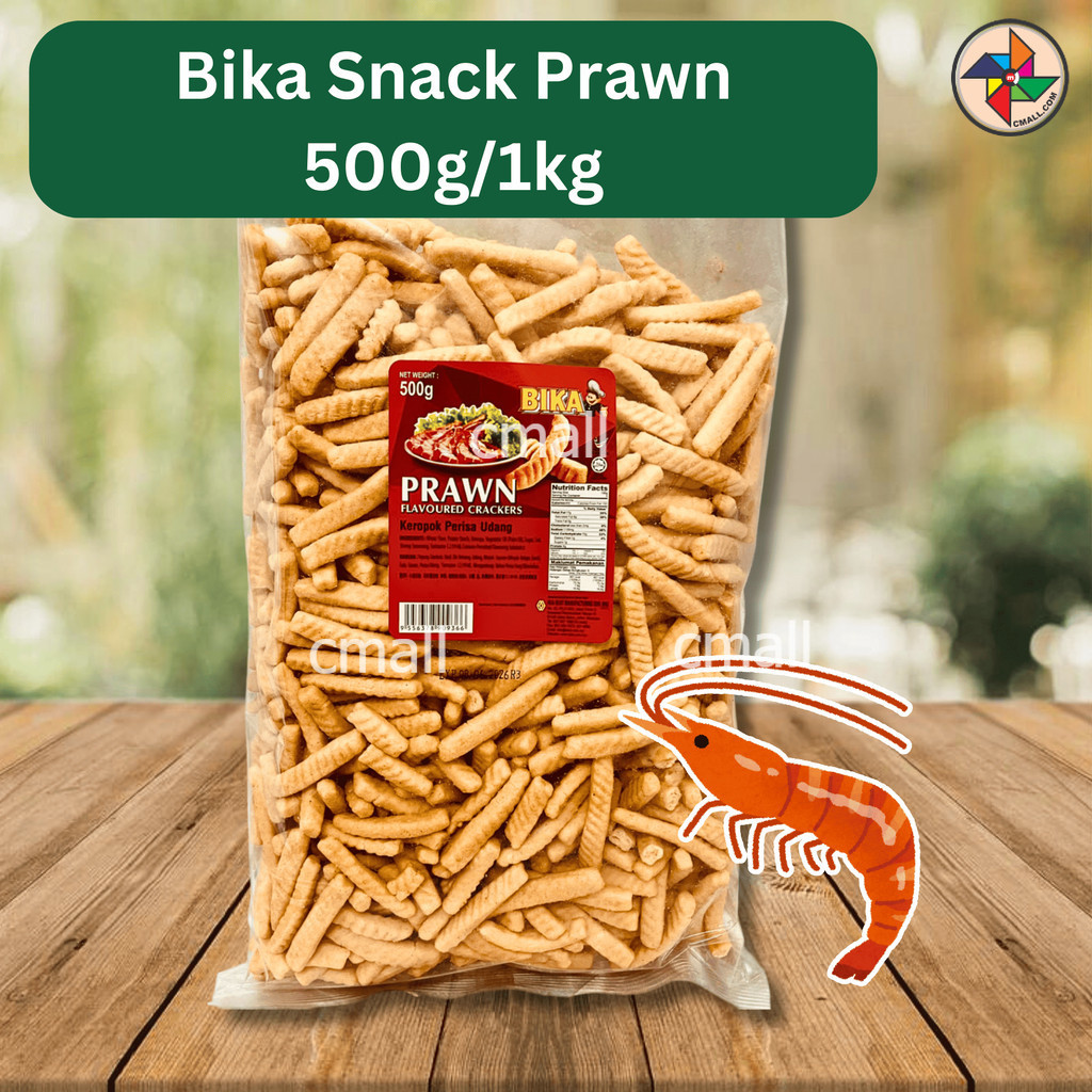 [HALAL] Bika Snack Prawn Savoury Crackers 500g / 1kg Crunchy Seafood Style Snack Popular Sharing Pac