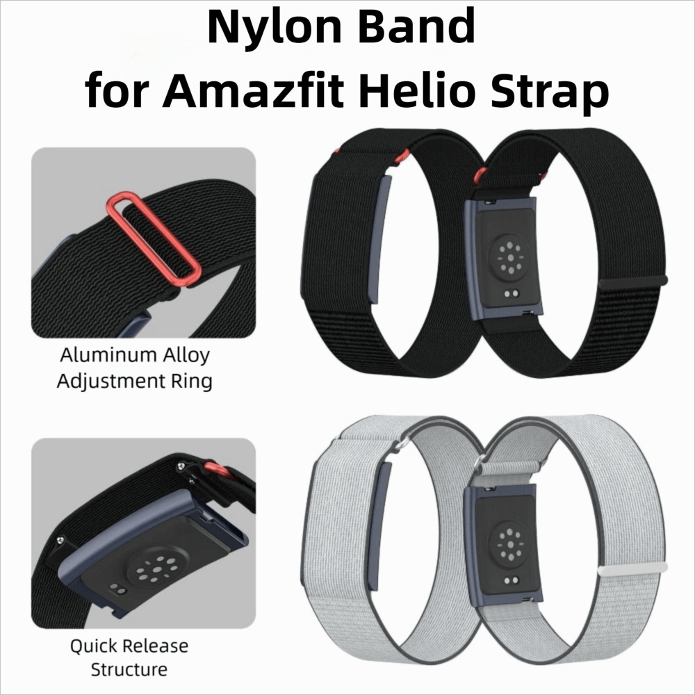 BRABRAA Fitness Tracker Strap, Breathable Nylon Sport Band Bicep Band,คุณภาพสูงออกแบบห่วงปรับได้สายรัดข้อมือสําหรับAmazfit Helio Strap - รูปที่ 6