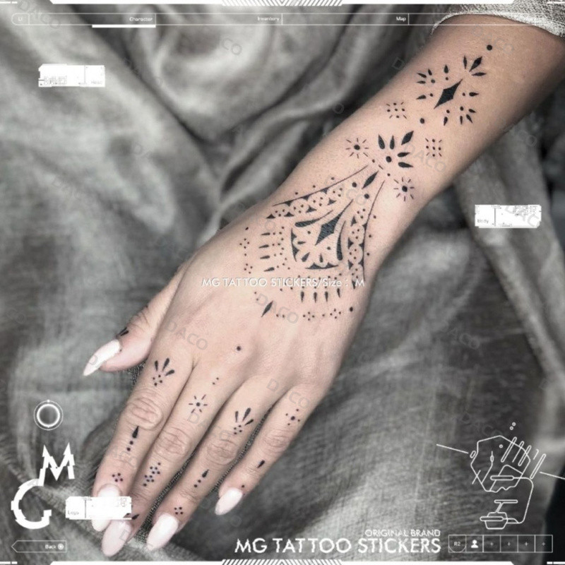 TATTOO Art Totem Tribe Body ทาสี Totem กลับหน้าอกกระดูกขา Niche TATTOO สติกเกอร์