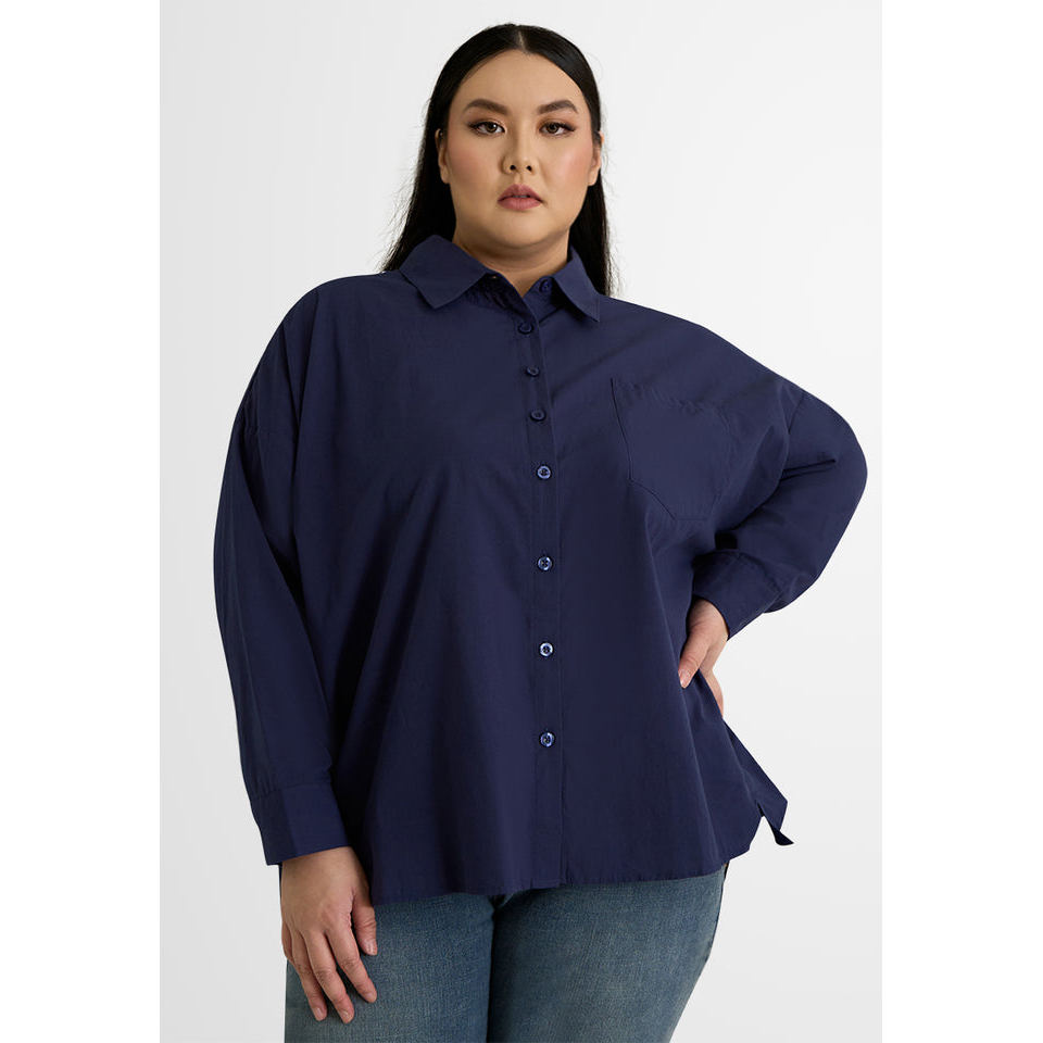 เสื้อเชิ้ตผ้าฝ้ายทรงกล่องโอเวอร์ไซส์ Ohana