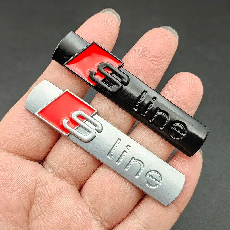 2pcs 3D Metal Sline Logo S LINE Emblem Car Fender Badge Sticker For Audi A1 A2 A3 A4 A5 A6 A7 Q2 Q3 