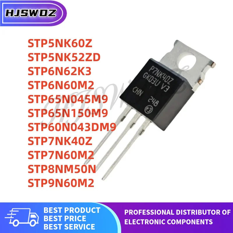 5PCS STP9N60M2 STP5NK60Z STP60N043DM9 STP5NK52ZD STP7N60M2 STP6N62K3 STP65N045M9 STP65N150M9 STP7N60