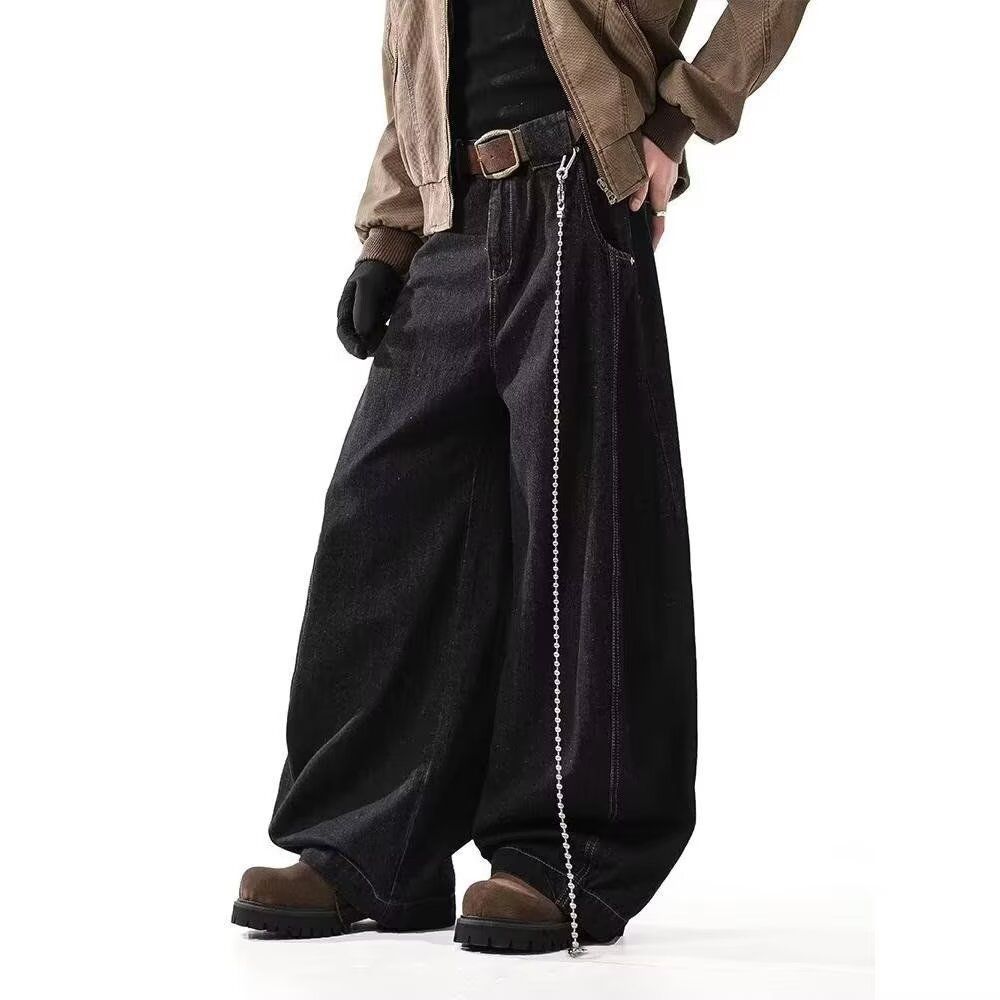 American Machete Outline Lazy Jeans Loose High-End Niche Puffer หล่อกางเกงลําลองผู้ชาย