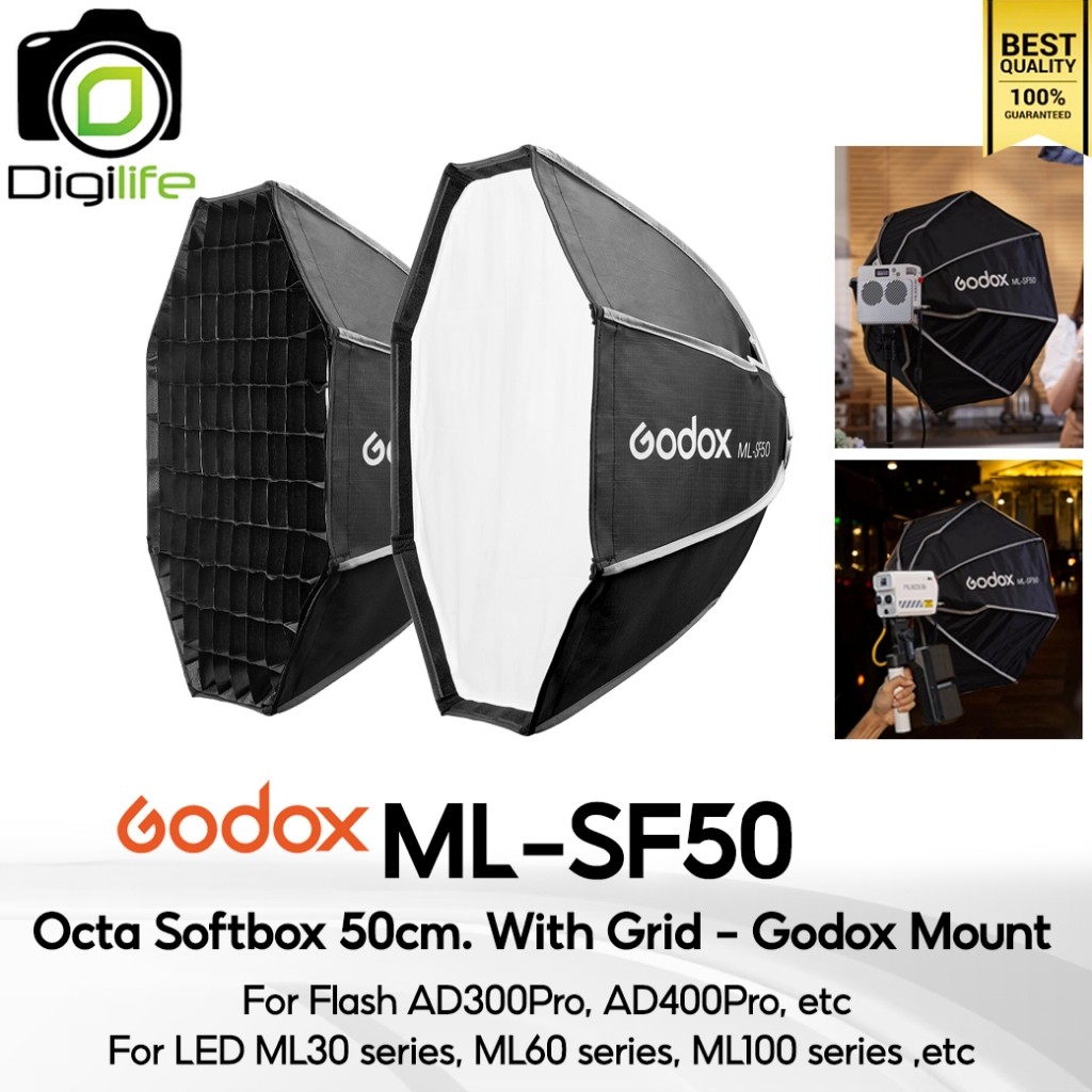 Godox Softbox ML-SF50 Octa Softbox 50cm. withGrid (Godox Mount) ForAD300Pro, AD400Pro ML30 ML60 ML10