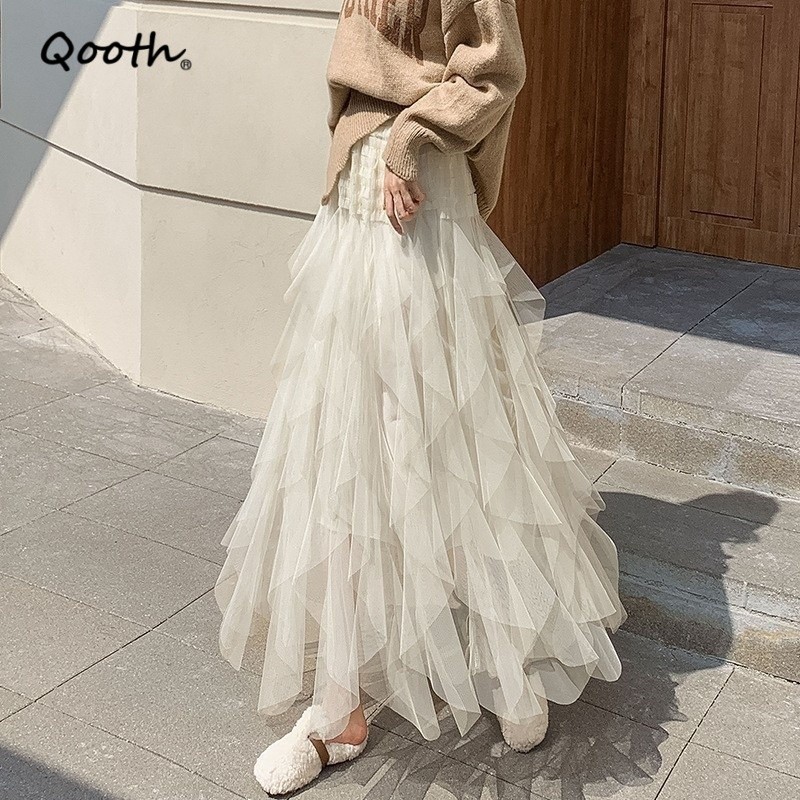 กระโปรงแฟร์รี่ทูตูเค้กสำหรับทุกฤดูกาล แบบเอวยืดหยุ่น A-line จาก Qooth QT2229