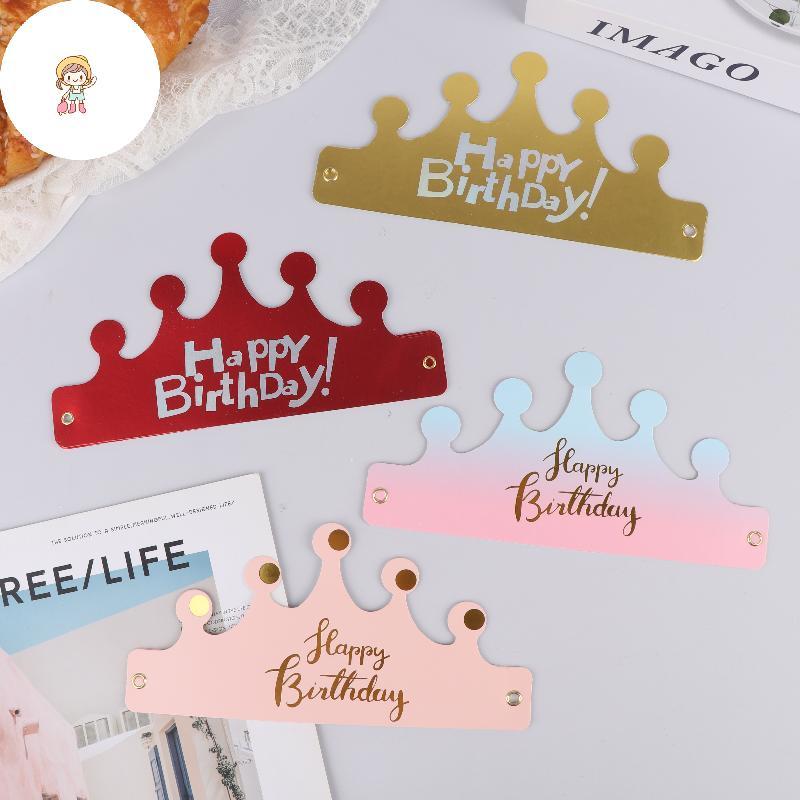 FOT 25PCS Creative Happy Birthday หมวกมงกุฎหมวก DIY Handmade Party Decor Photo Prop สําหรับผู้ใหญ่เด