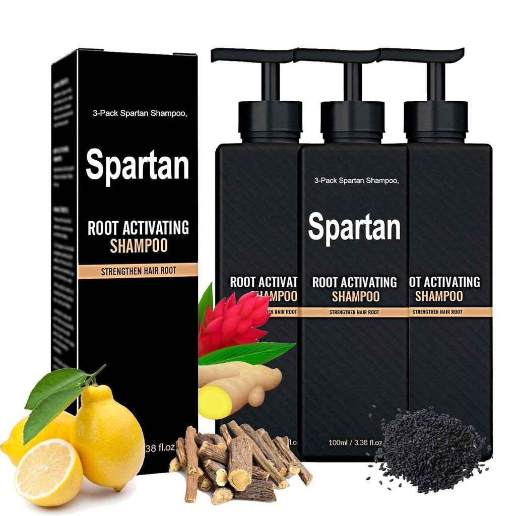 3-Pack Spartan Shampoo, Spartan root Activator Shampoo, Root Activator for Hair Smooth Strong Repair