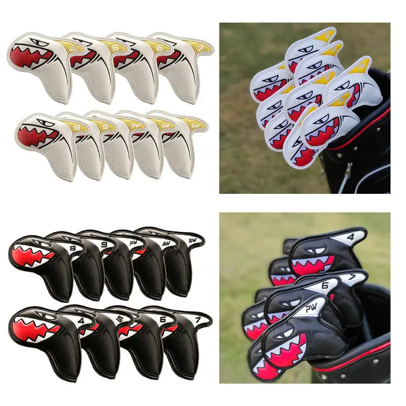 9x Shark Golf Iron Headcovers Golf Head Covers Anti-scratch Outdoor