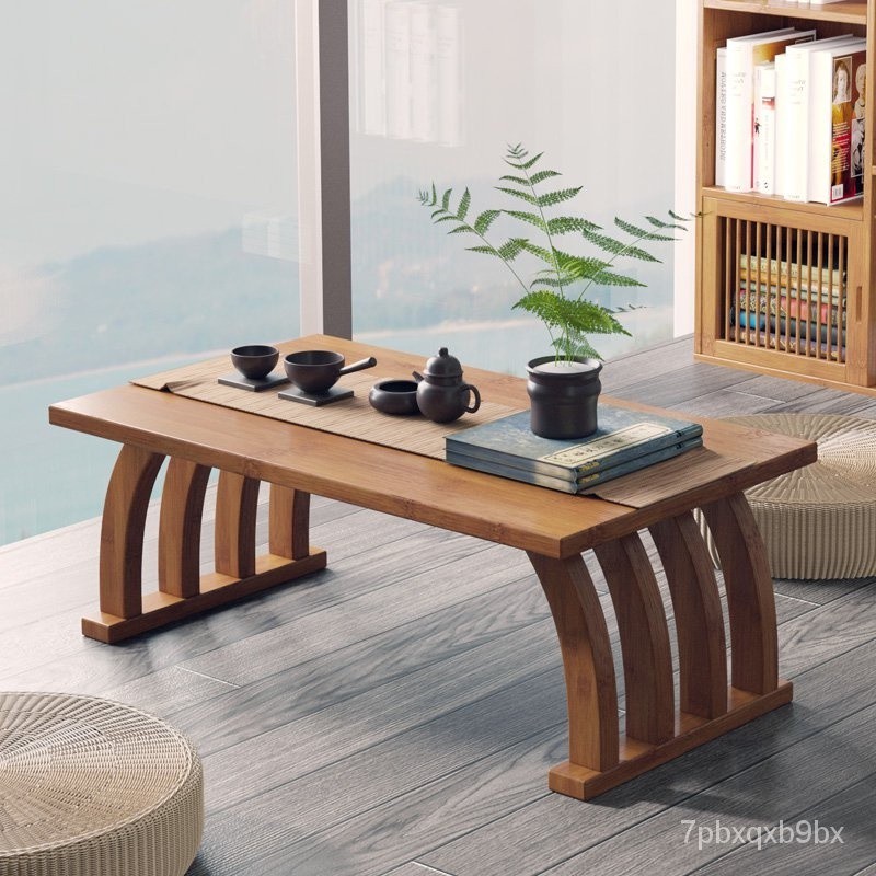 Chinese windowsill small coffee table tatami simple windowsill balcony bamboo coffee table low table