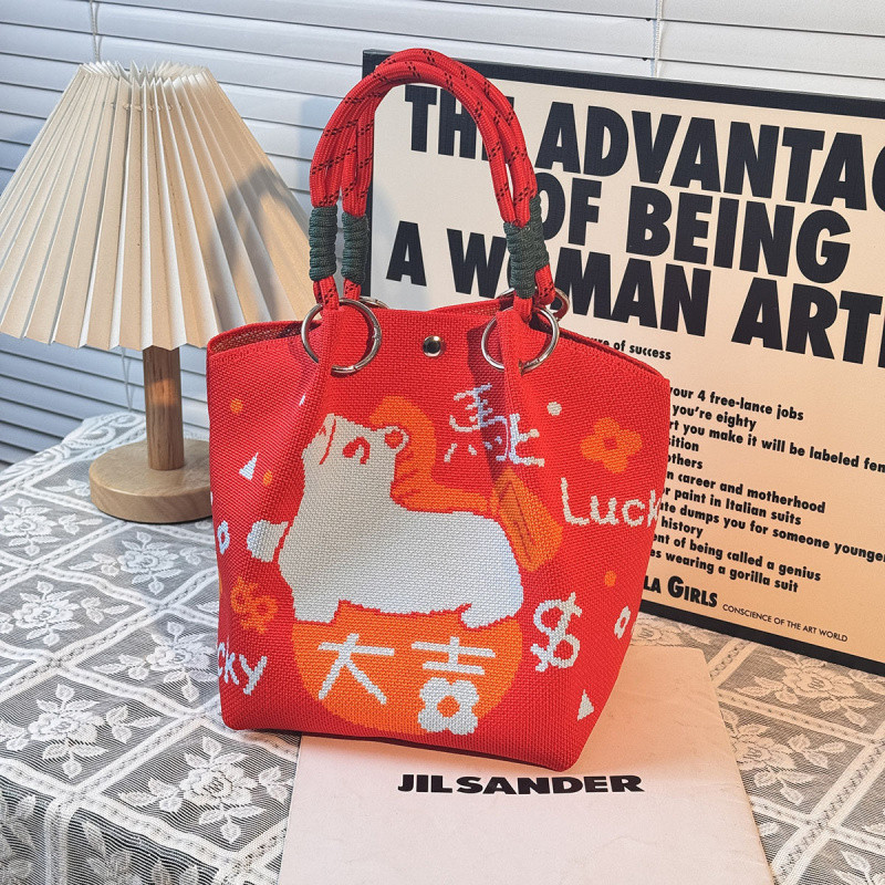 กระเป๋า tote ขนาดใหญ่ แบบใหม่ปีเสือ มีลวดลายนำโชค พร้อมใช้งานในงานแต่งและการเฉลิมฉลองตรุษจีน - รูปที่ 3