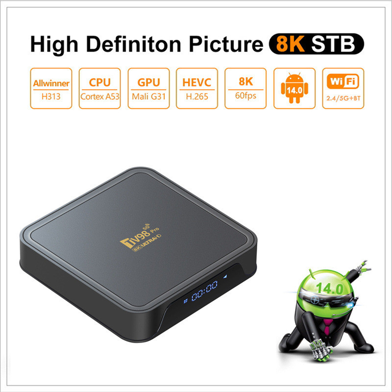 Tv98 Pro Set Top box H313 HD Bluetooth Dual 5gWIFi Android 14 กล่องทีวี ATV กล่องทีวี