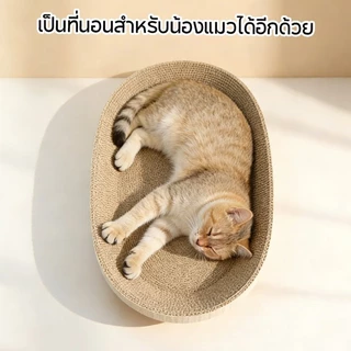 กระดาษลับเล็บวงรี ที่ลับเล็บแมว รูปอ่าง ที่ฝนเล็บแมว ของเล่นแมว เป็นที่นอนแมวไปในตัว ฟรี แคปนิท ( มี 4 ขนาด )