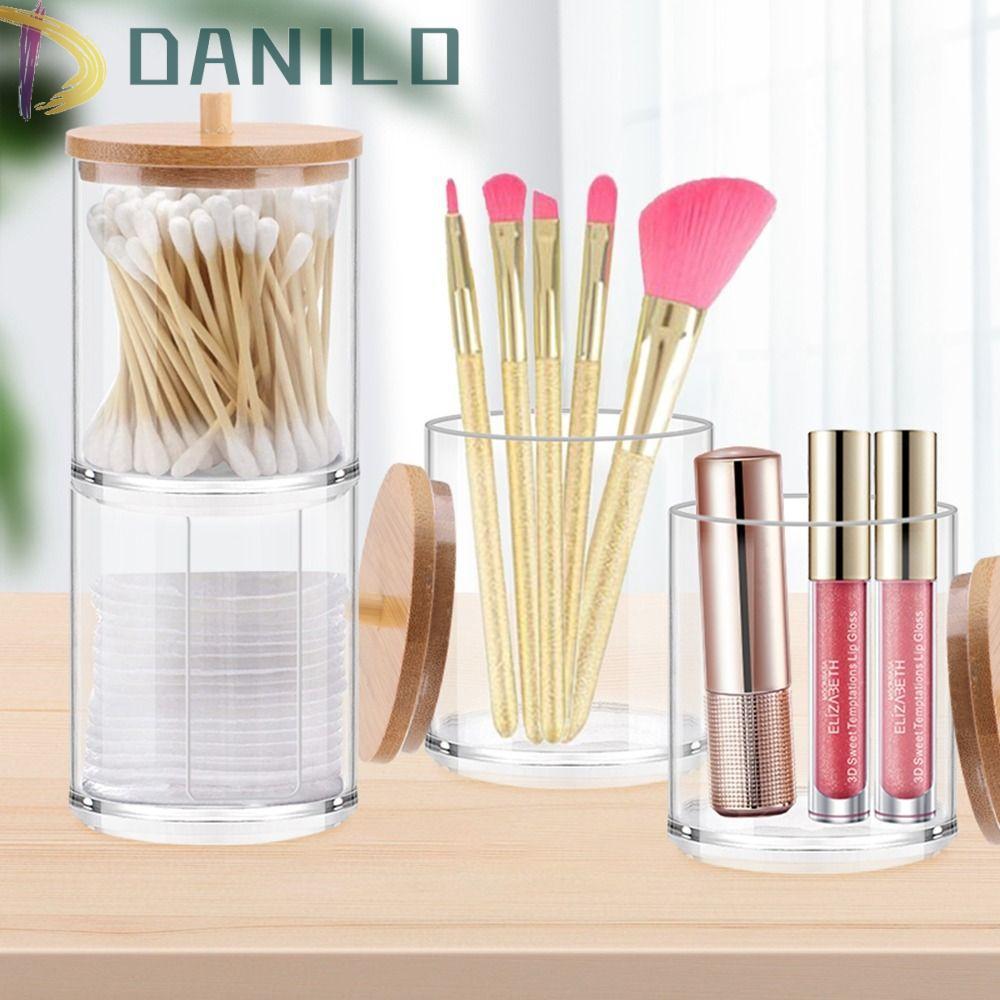 DANILO Qtips Holder สําหรับอุปกรณ์ห้องน้ํา Cotton Pad Multifunctional Storage เครื่องสําอางพร้อมฝาปิ