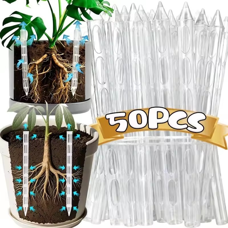 10-50 ชิ้นพืช Aeration หลอดสําหรับ Root Oxygenation, Reusable โปร่งใสดินระบายน้ําสําหรับพืชในร่ม, An