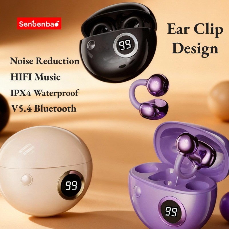 Senbenbao B22 หูฟังไร้สาย TWS คลิปหูหูฟังบลูทูธ 5.4 Touch Control อายุการใช้งานแบตเตอรี่ยาวนานพร้อมไมโครโฟน