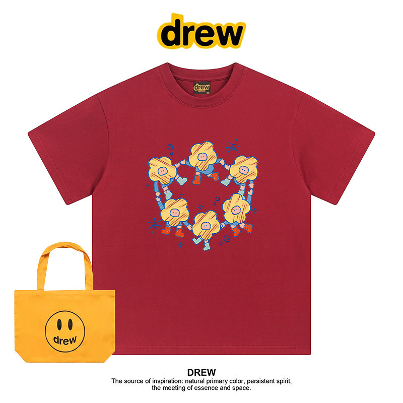 Drews American Fashion Brand Star Round Neck Shoulder Short Sleeved T-shirt Casual Couple Outfit Top