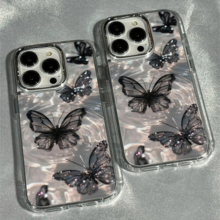 สวยผีเสื้อกรอบนุ่มเคสโทรศัพท์สําหรับiPhone 11 12 13 14 15 16 17 Air Pro Max 16E XR XS X 7 8 Plus SE2 Clear Cover