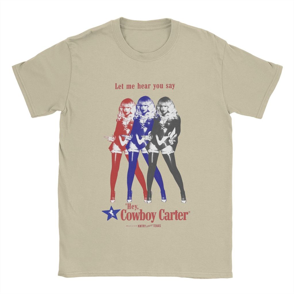 S-5XL Men's T-Shirt Hey Cowboy Carter Beyonce Unique Pure Cotton Tee Shirt Short Sleeve T Shirt Crew