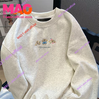 COD✅ (จัดส่งในกรุงเทพฯ) MAO Shop หมาเฉพาะกลุ่มเย็บปักถักร้อย Hoodless เสื้อกันหนาวหลวมพอดีวินเทจน่ารักด้านบน