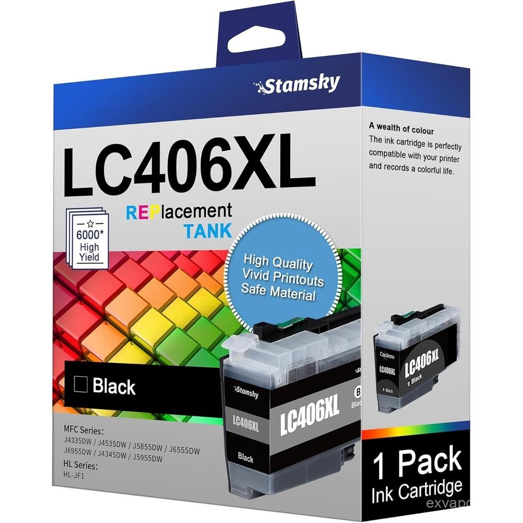 LC406XL LC406 ตลับหมึกสีดําผลผลิตสูงสําหรับ Brother LC406 ตลับหมึก LC406 XL LC-406 ใช้งานร่วมกับ Bro