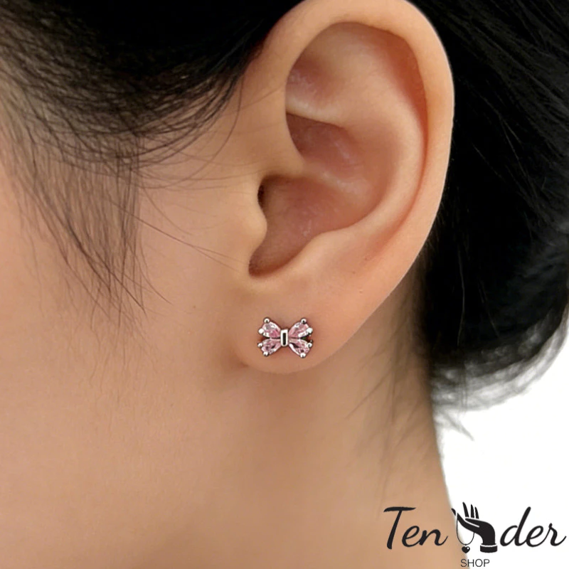 ต่างหู Ten ประดับโบว์ลายหัวใจ สีชมพู thumbnail 6