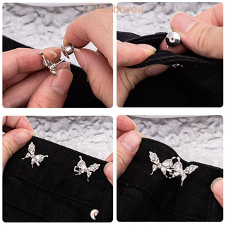 Rubuyou คลิปกระดุมโลหะ รูปผีเสื้อ ถอดออกได้ สําหรับกางเกงยีนส์กระโปรง DIY ตะขอกางเกง สำหรับผู้หญิง-COD💕