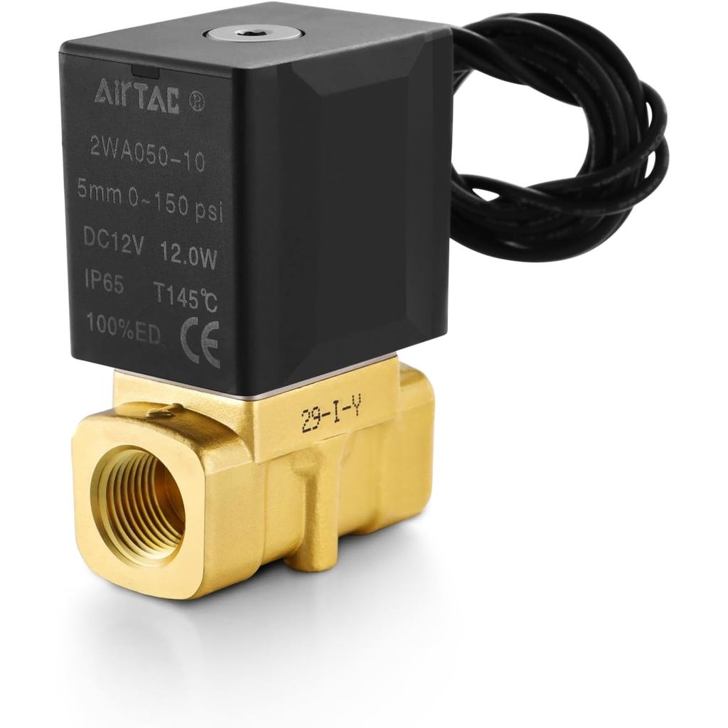 ทองเหลืองไฟฟ้าโซลินอยด์วาล์ว AirTAC 2WA050-15 1/2 NPT DC12V ควบคุมของเหลว 2/2 Way Direct-acting ปกติ