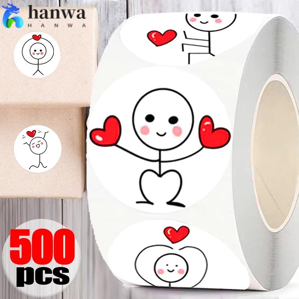 ฮันวา 500ชิ้นรางวัลสติกเกอร์ม้วน,ปิดผนึกสมุดของขวัญแต่งงานรักฉลากสติกเกอร์,ทนทานการ์ตูนตกแต่งซองจดหมายเครื่องเขียนนักเรียนวันวา