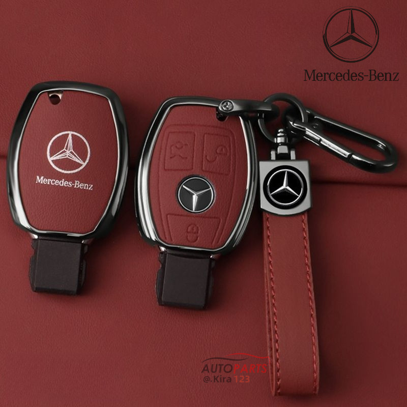 สังกะสีอัลลอยด์รีโมทกุญแจรถสบายหนังแท้ Key Shell กระเป๋าสําหรับ Mercedes-Benz A/C/E/S/GLA/GLB/GLC/GLE/GLS/G/AMG GLK W203 W210