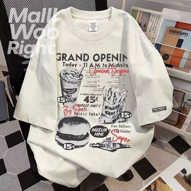 จัดส่งตลอด 24 ชั่วโมง HY เสื้อวินเทจผู้หญิง oversize สไตล์เกาหลี เสื้อยืดโอเวอร์ไซส์แขนสั้นคู่รัก ใส่ได้ทั้งชายและหญิง 6
