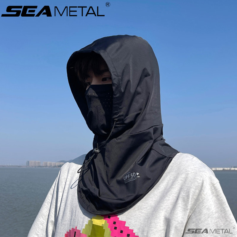 SEAMETAL หมวกกันแดดปิดหน้าทั้งหมด เนื้อเย็น UPF50+ ป้องกัน UV 98% ผ้าไหมเย็นสัมผัสเย็นทันใจ