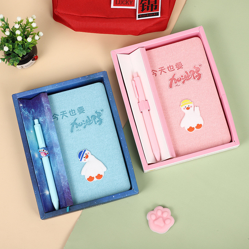 Handbook Gift Box Set Cartoon Flamingo Notepad with Pen Cute Notebook Handbook Diary