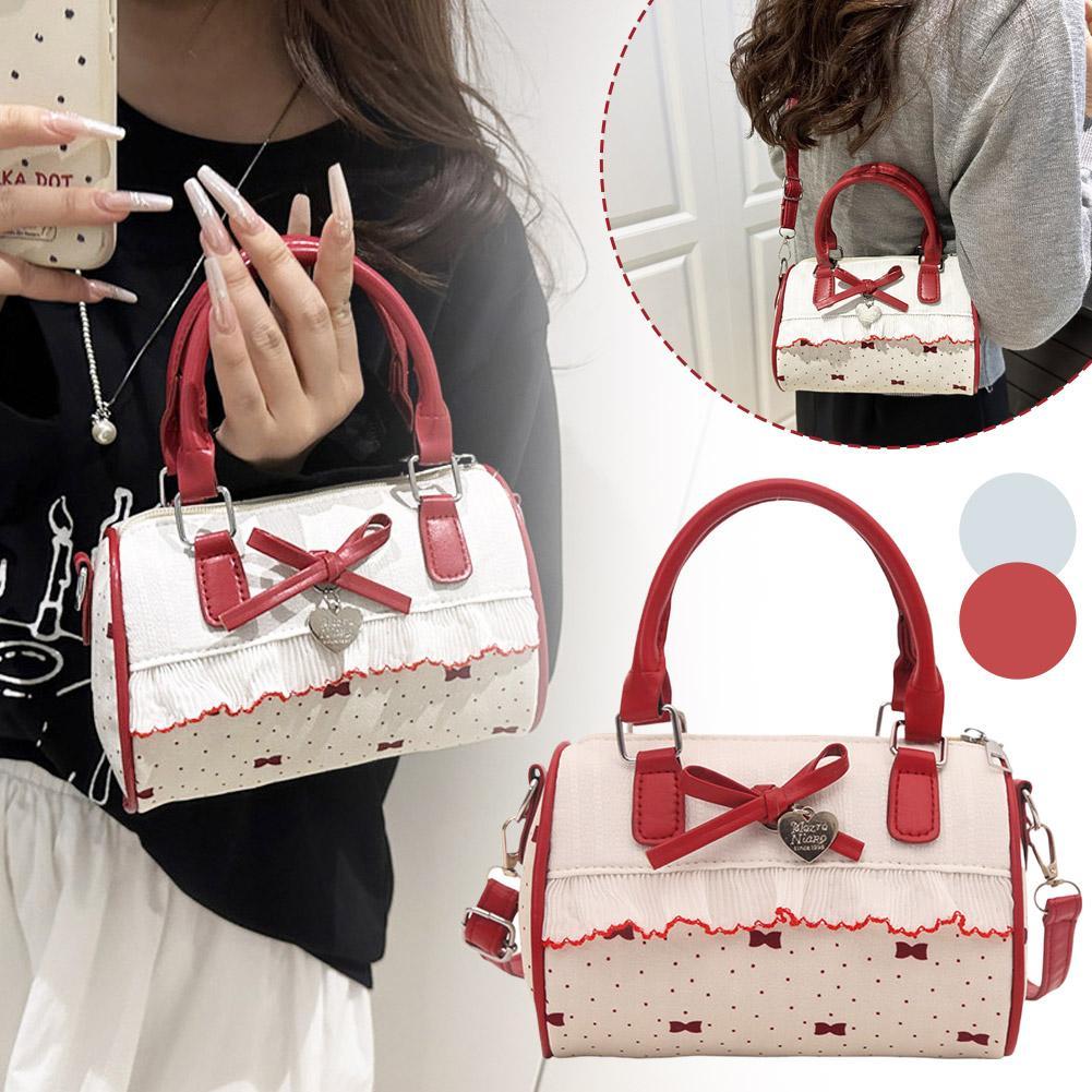 Polka Dot Bow Pillow Bag 2026 – Womens Shoulder Crossbody Handbag Cute Sweet Tote Q6n1