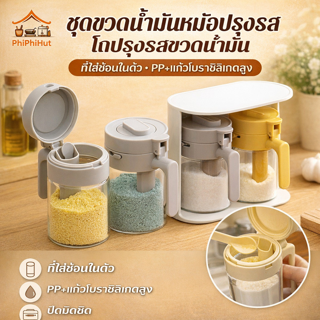 PPH ชุดขวดน้ำมันหม้อปรุงรส โถปรุงรสขวดน้ำมัน
