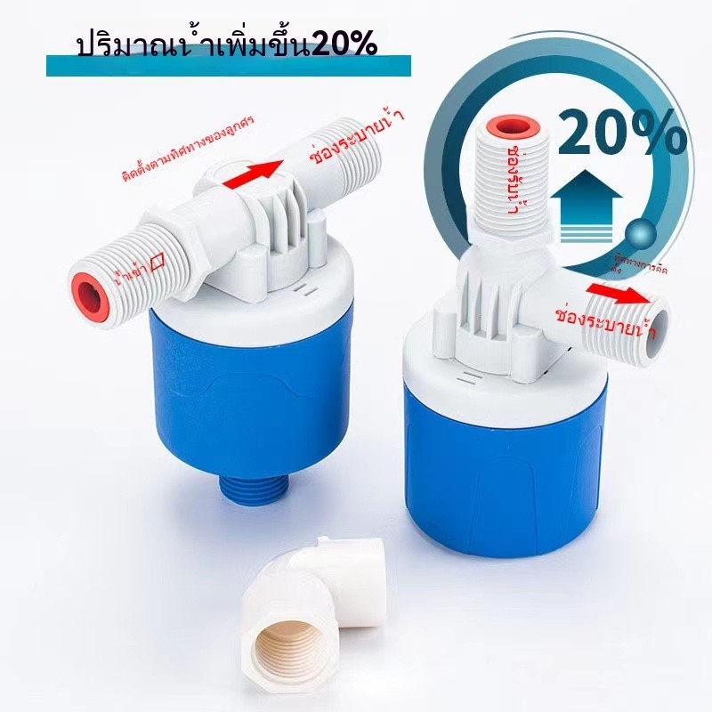 วาล์วลอยน้ำอัตโนมัติรุ่นใหม่ ลูกลอยควบคุมน้ำอัตโนมัติขนาด 1/2" 3/4" และ 1"  ทางน้ำออกมีงอ 90 แถม