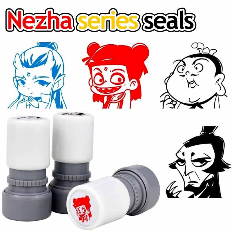 ชุดซีลการ์ตูน Nezha 1 ชิ้น: ซีลของการ์ตูน Taiyi Zhenren, Ao Bing และ Shen Gongbao