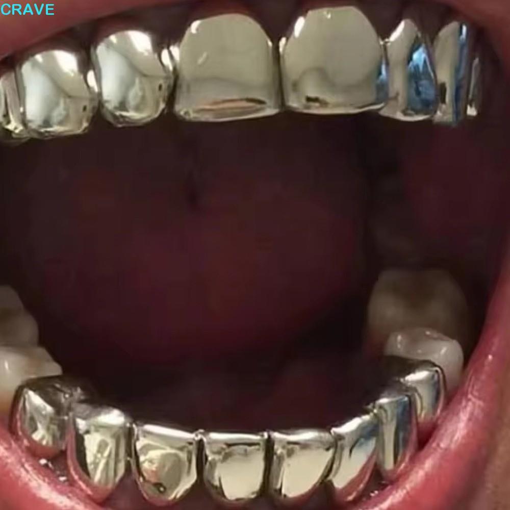 CRAVE ฟัน Grillz ชุดพร้อมทั้งด้านบนและด้านล่าง, แบบGlossy Anti-Slip เหมาะสำหรับเป็นเครื่องประดับฟันในงานHALOWEEN