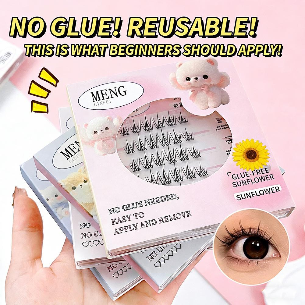 Segment Self Adhesive Lashes ธรรมชาติ 3 ขั้นตอนไม่มีกาว Easy Quick False Reusable สวมใส่เริ่มต้น H6R