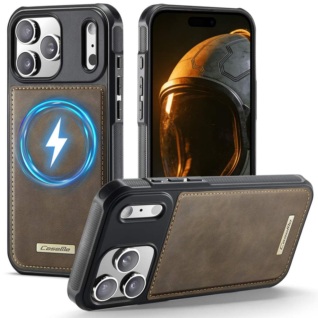 เคสหนังแท้สําหรับ iPhone 17 Pro Max air 16 plus 15 14 13 , Oil Wax Full-Grain Leather,ใช้งานร่วมกับแม่เหล็ก,ฝาปิดกล้อง (สีน้ําตาล)
